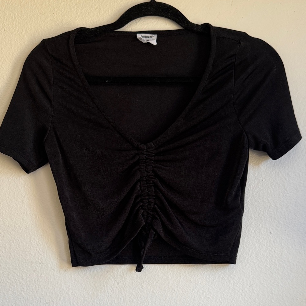 Forever 21 Black Gathered Front Blouse